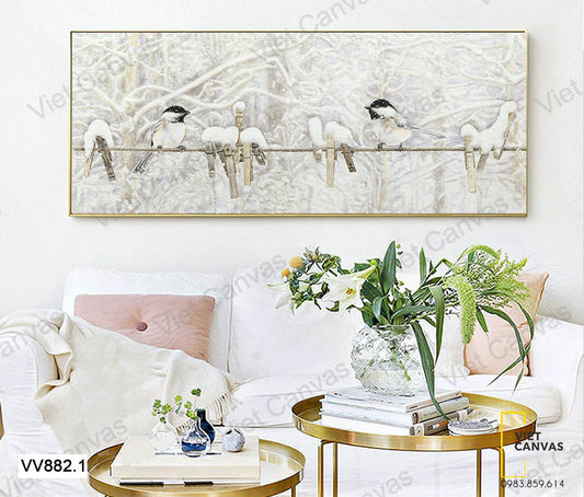 Tranh Đôi Chim Và Tuyết - VV882.1