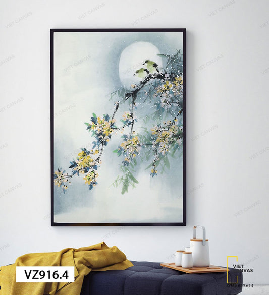 Tranh Đôi Chim Nhỏ Dưới Ánh Trăng - VZ916.4