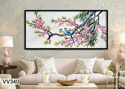 Tranh Đôi Chim Trên Nhành Đào - VV340