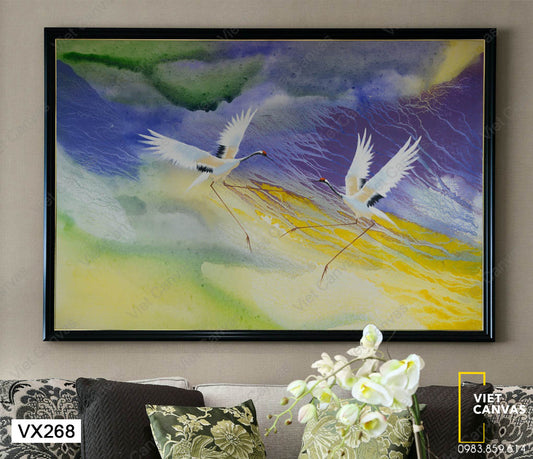 Tranh Đôi Cò Tung Cánh - VX268