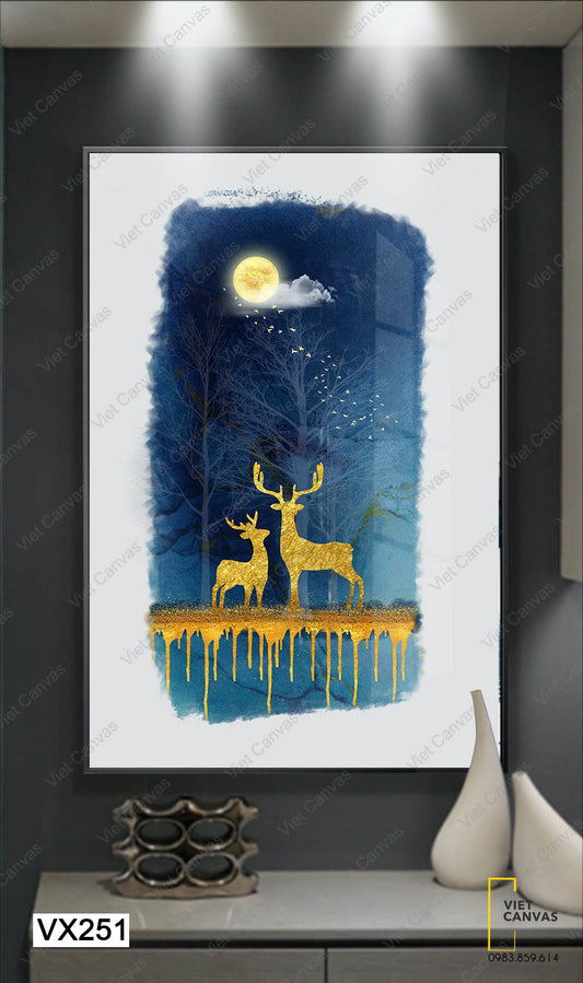 Tranh Đôi Hươu Dưới Ánh Trăng - VX251