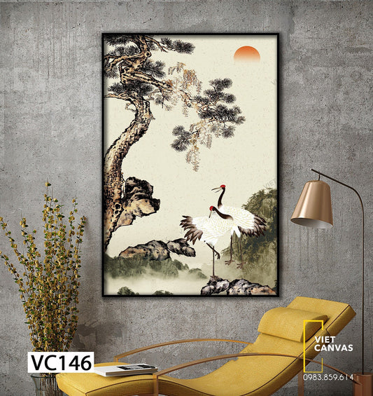 Tranh Đôi Hạc Dưới Góc Cây Tùng - VC146