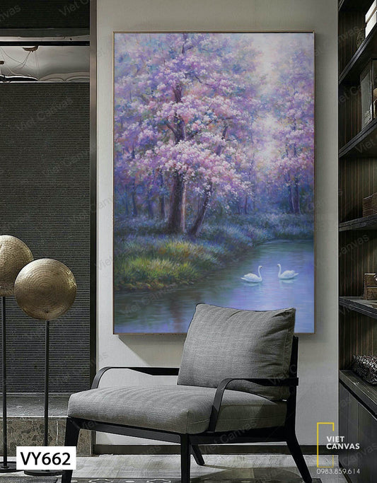 Tranh Đôi Thiên Nga Giữa Cánh Rừng Ảo Mộng - VY662