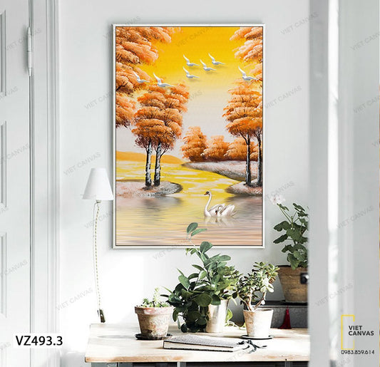 Tranh Đôi Thiên Nga Giữa Dòng Sông Thu - VZ493.3