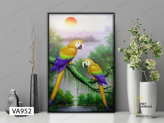 Tranh Đôi Vẹt Ngắm Bình Minh - VA952
