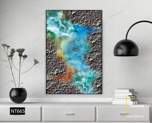 Tranh Trừu Tượng Xám Xanh - NT665