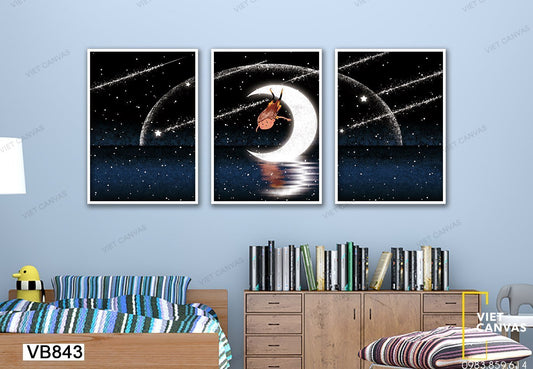Bộ 3 Tranh Bé Và Trăng - VB843