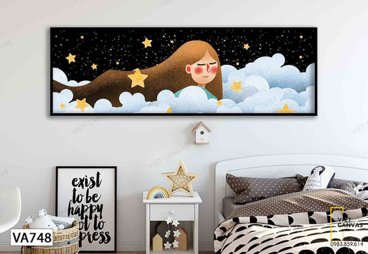 Tranh Giấc Mơ Bé Gái Trên Bầu Trời Sao - VA748