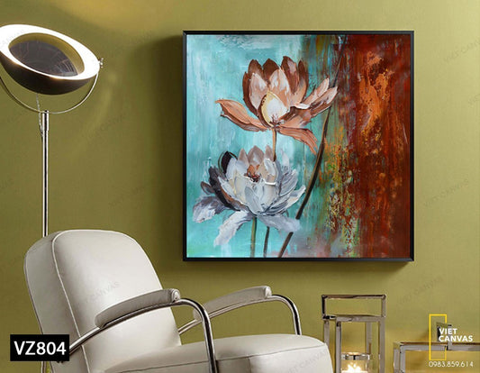 Tranh Hai Bông Sen Dưới Hồ - VZ804