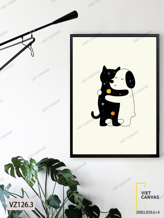 Tranh Hai Chú Cún Ôm Nhau - VZ126.3