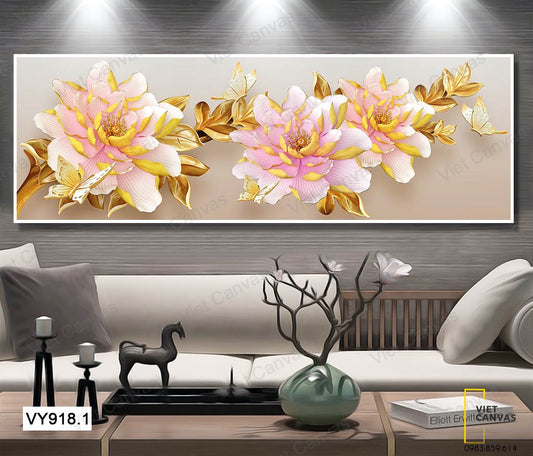 Tranh Hoa Mẫu Đơn 3D Hiện Đại - VY918.1