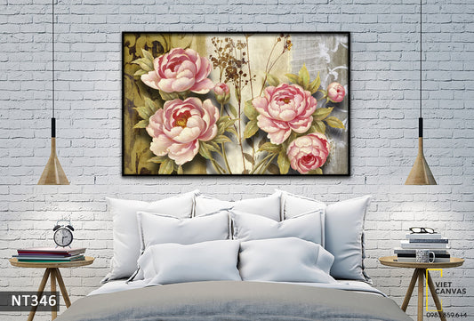 Tranh Hoa Mẫu Đơn Sắc Hồng - NT346