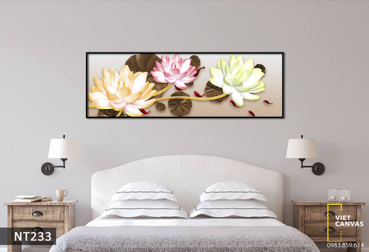 Tranh Hoa Sen Tam Sắc - NT233