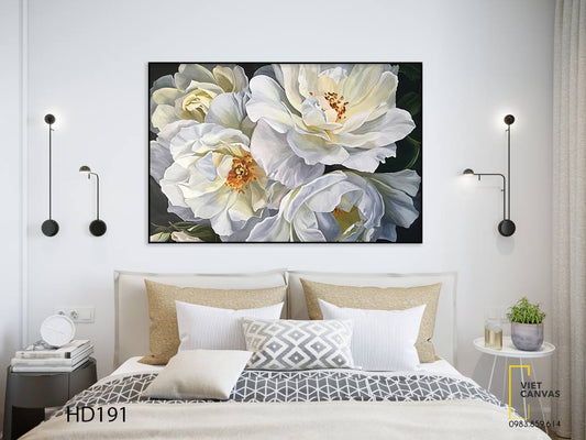 Tranh Hoa Trắng Nhẹ Nhàng Tinh Tế - HD191