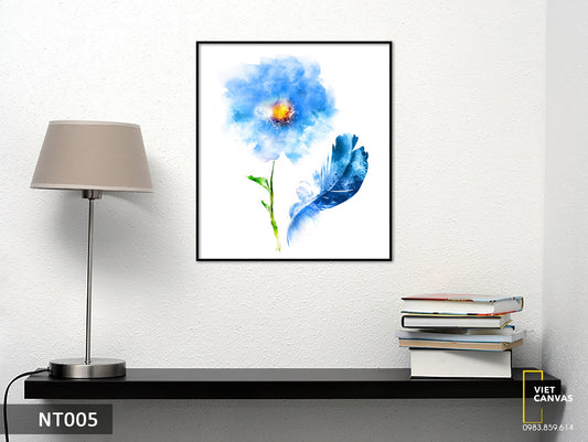 Tranh Hoa Xanh Và Lông Vũ - NT005