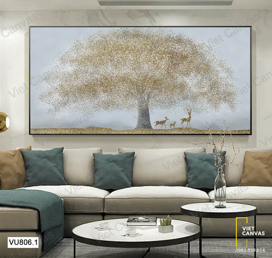 Tranh Hươu Và Cây Cổ Thụ - VU806.1