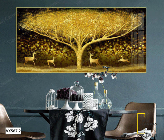 Tranh Hươu Dưới Rừng Cây Cổ Thụ - VX567.2