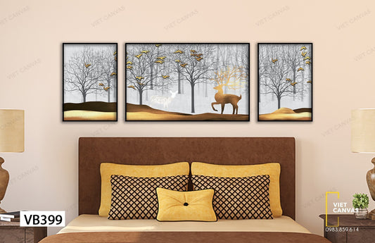 Bộ 3 Tranh Hươu Trong Rừng Hoang Dã - VB399