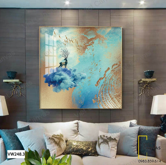 Tranh Hươu Và Bầu Trời Nghệ Thuật - VW248.3