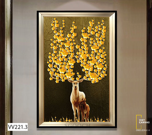Tranh Hươu Và Cây Lá Vàng - VV221.3