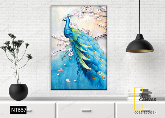 Tranh Khổng Tước Đuôi Xanh - NT667