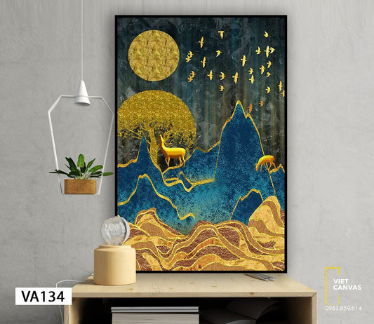 Tranh Hươu Trong Khu Rừng Dát Vàng - VA134