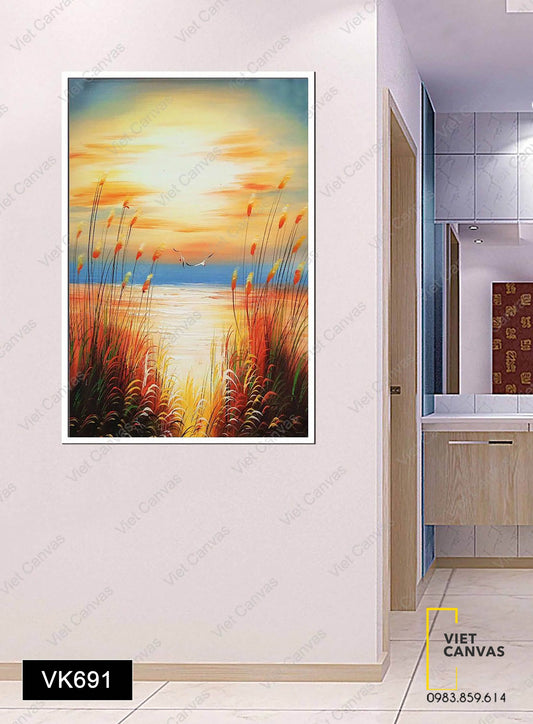 Tranh Khung Cảnh Hoàng Hôn Bên Sông - VK691