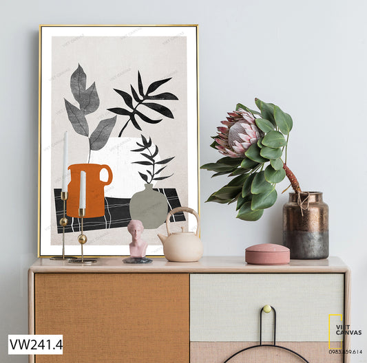 Tranh Lá Cây Và Chiếc Bình Đơn Giản - VW241.4