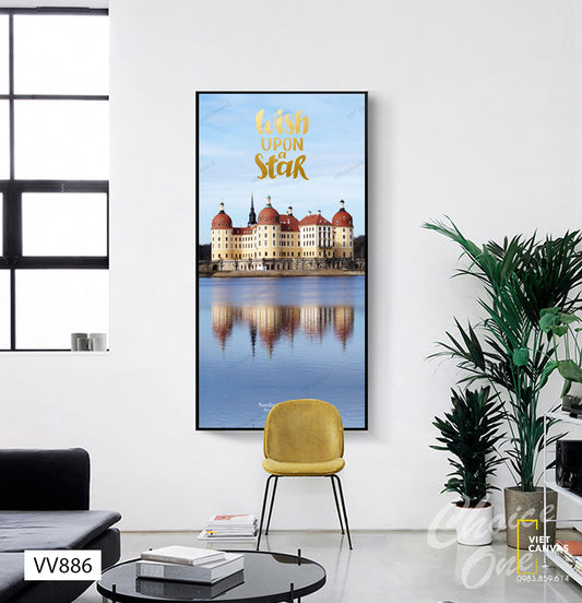 Tranh Lâu Đài Và Hồ Nước - VV886