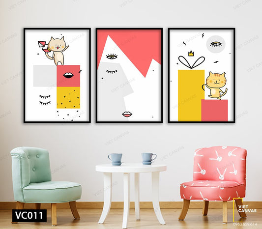 Bộ 3 Tranh Con Mèo Tinh Nghịch - VC011