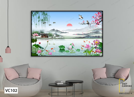 Tranh Mùa Xuân Về Trên Sông Quê - VC102