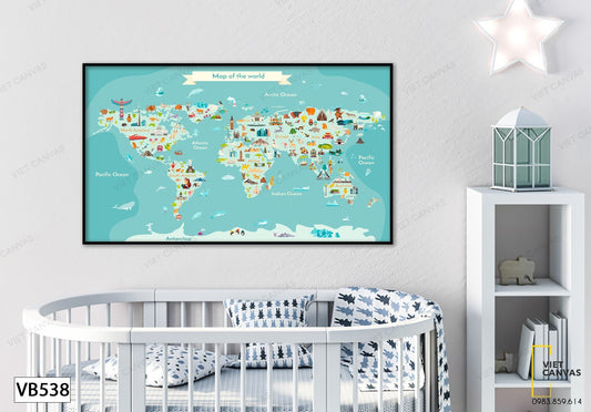 Tranh Bản Đồ Thế Giới Rõ Nhất - VB538