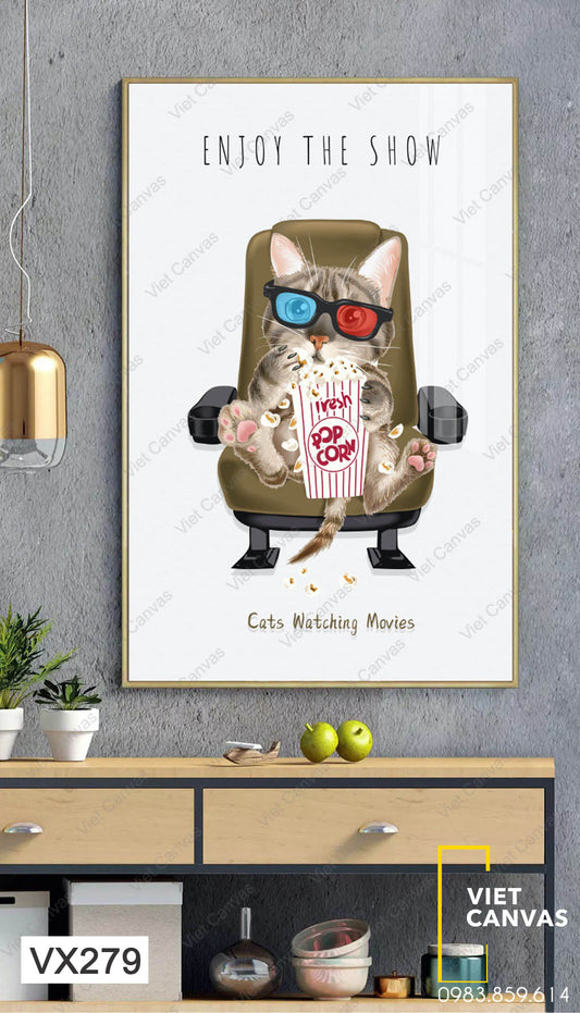 Tranh Mèo Ăn Bỏng Ngô - VX279