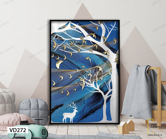 Tranh Nai Bên Gốc Cây - VD272