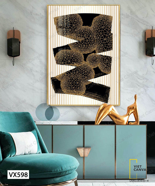 Tranh Nét Vẽ Đen Và Họa Tiết Vàng - VX598