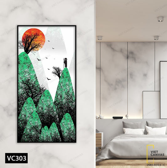 Tranh Người Hành Khất Trên Đỉnh Núi Cao - VC303