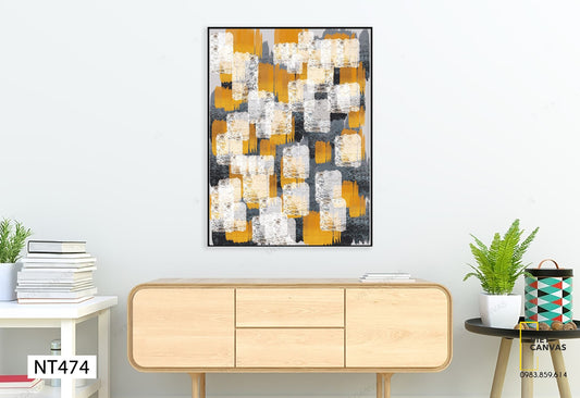 Tranh Trừu Tượng Trắng Vàng - NT474