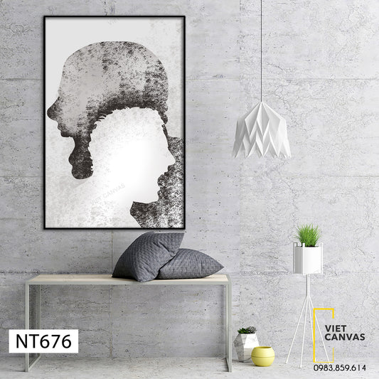 Tranh Nghệ Thuật Hình Mặt Người Trắng Đen - NT676