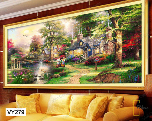 Tranh Ngôi Nhà Và Cây Cối - VY279
