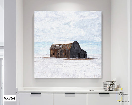 Tranh Ngôi Nhà Giữa Sa Mạc Tuyết - VX764