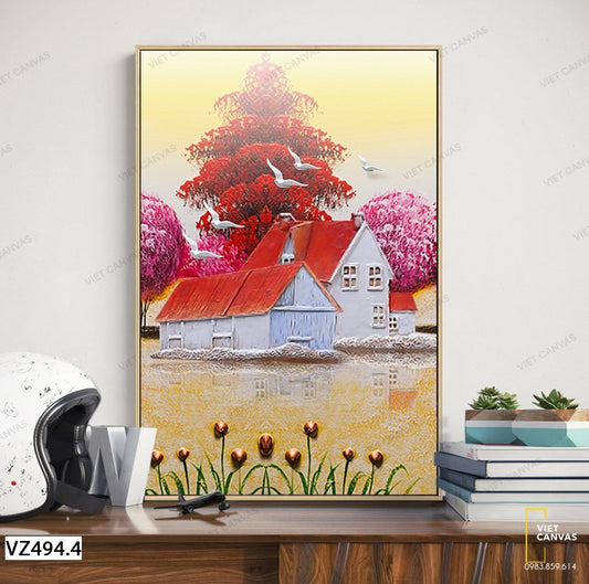 Tranh Ngôi Nhà Trên Cánh Đồng Hoa - VZ494.4
