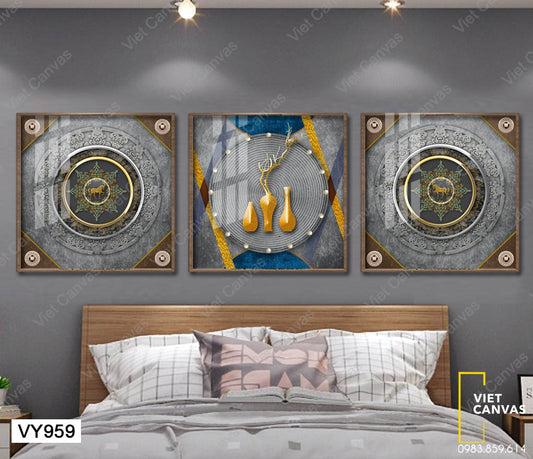 Bộ 3 Tranh Lọ Cổ Và Họa Tiết - VY959