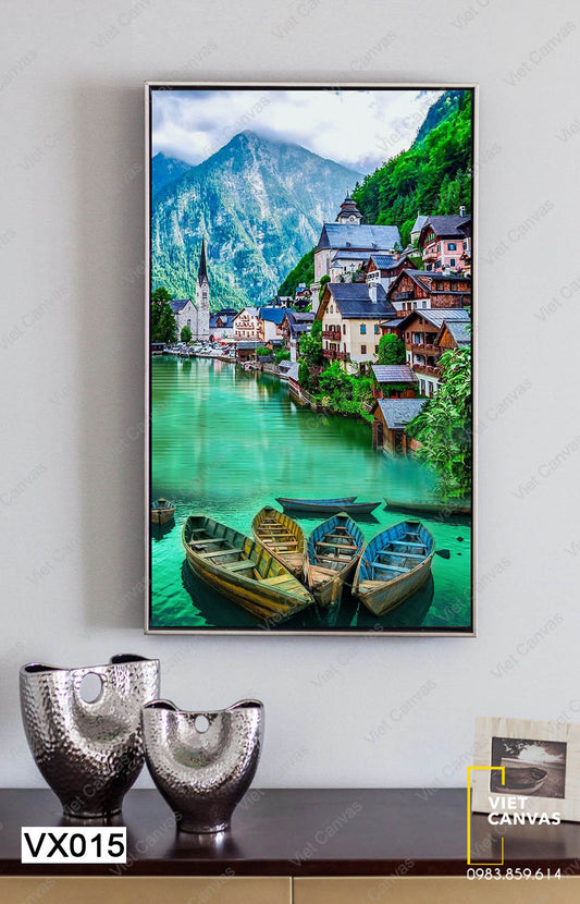 Tranh Nhà Cửa Và Hồ Nước - VX015