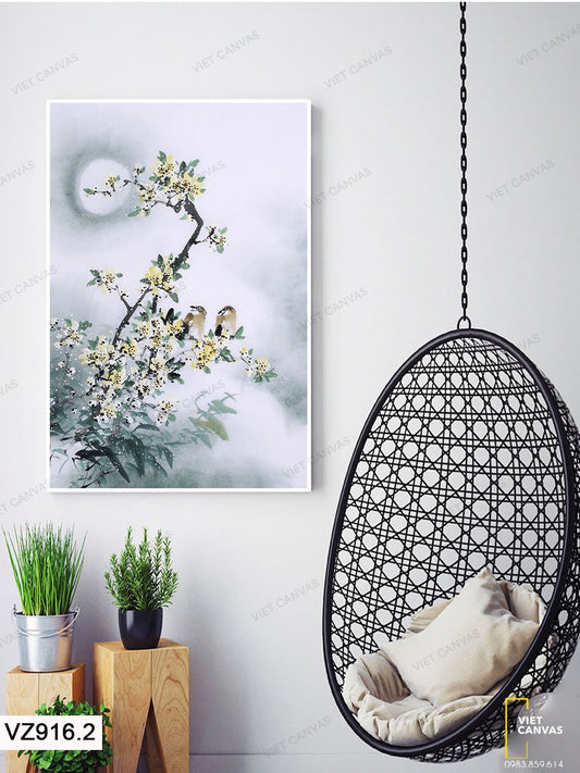 Tranh Nhành Hoa Vàng Dưới Ánh Trăng - VZ916.2