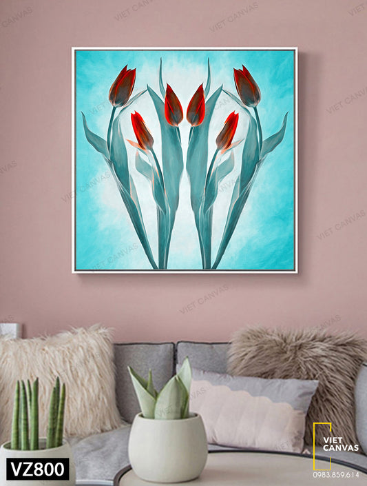 Tranh Những Bông Hoa Đỏ Thắm - VZ800