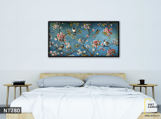 Tranh Những Chú Chim Non Trên Cành Đào - NT280