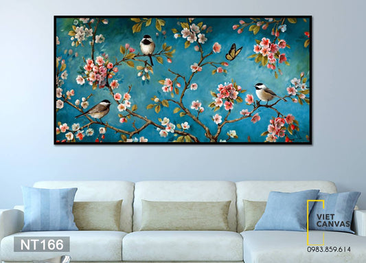 Tranh Những Chú Chim Trên Cành Hoa - NT166