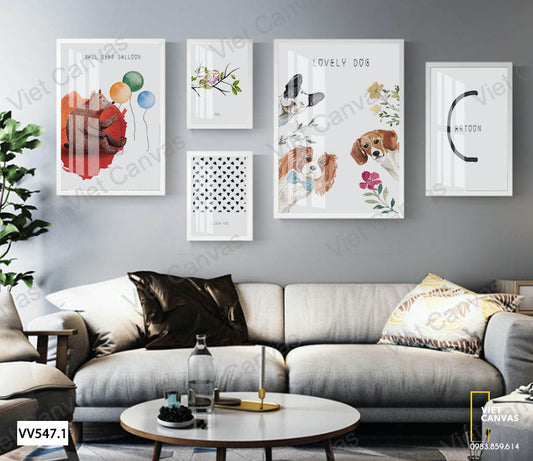 Bộ 5 Tranh Chữ C, Gấu Và Bóng Bay - VV547.1