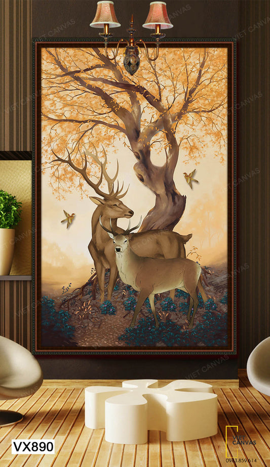 Tranh Những Chú Hươu Trong Chiều Thu - VX890