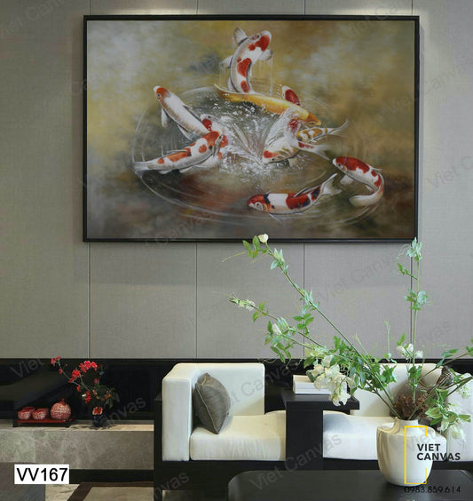Tranh Cá 3D Tranh Cá Chép Bơi Lội - VV167